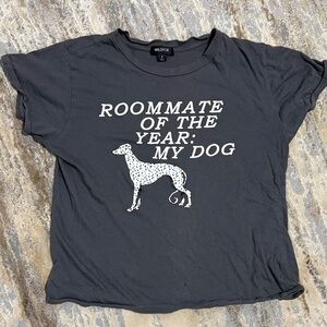 Wildfox Black Graphic Tee with White 'Roommate of the Year: My Dog' Print